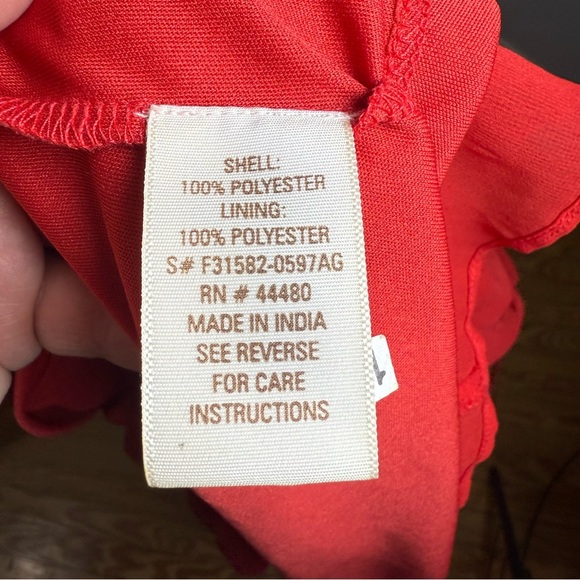 Love Fire Red Spaghetti Strap Fit & Flare Mini Dress Smocked Women’s Medium - Picture 9 of 11